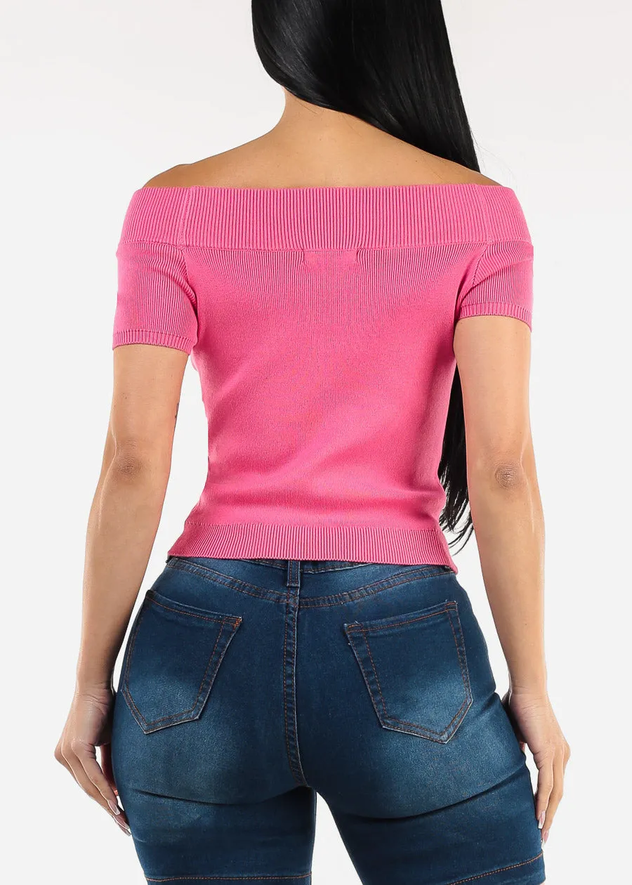 Off Shoulder Stretchy Top Hot Pink sold by Moda product image thumbnail 4
