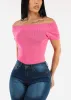 Off Shoulder Stretchy Top Hot Pink sold by Moda