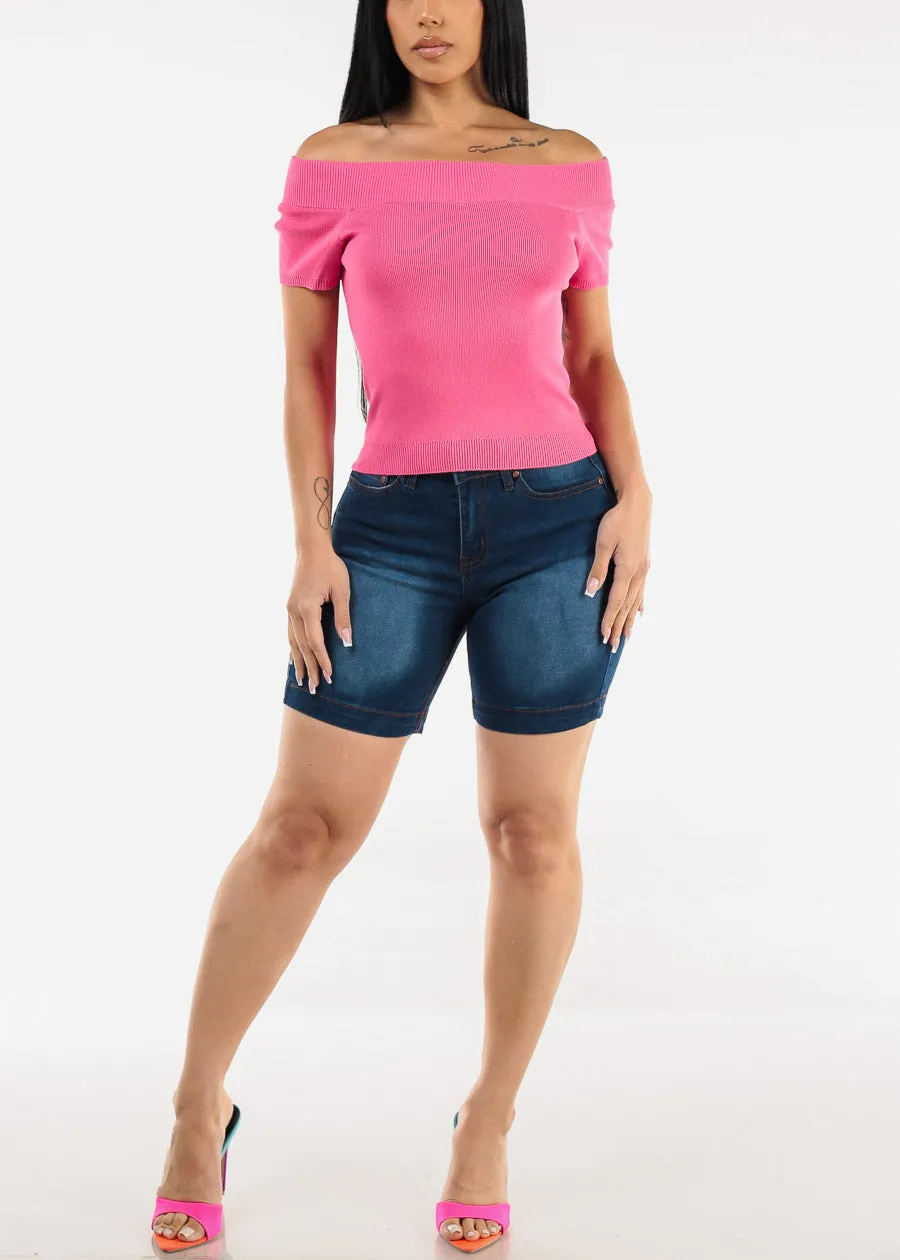 Off Shoulder Stretchy Top Hot Pink sold by Moda product image thumbnail 2