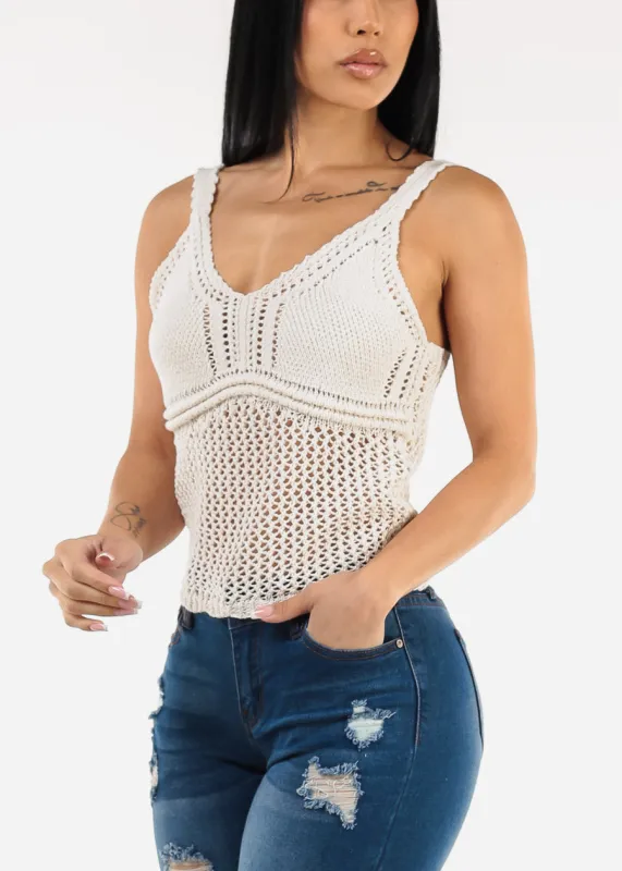 Sleeveless Crochet Top White sold by Moda