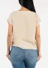 Cuffed Short Sleeve Poly Linen Blouse Beige sold by Moda