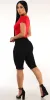 Red Denim Bermuda Shorts Look sold by Moda