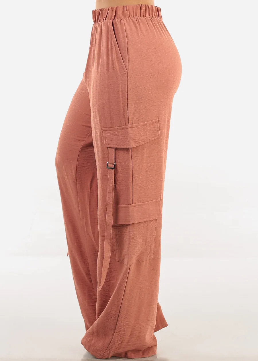 Super High Waist Wide Leg Cargo Pants Light Brick sold by Moda product image thumbnail 3
