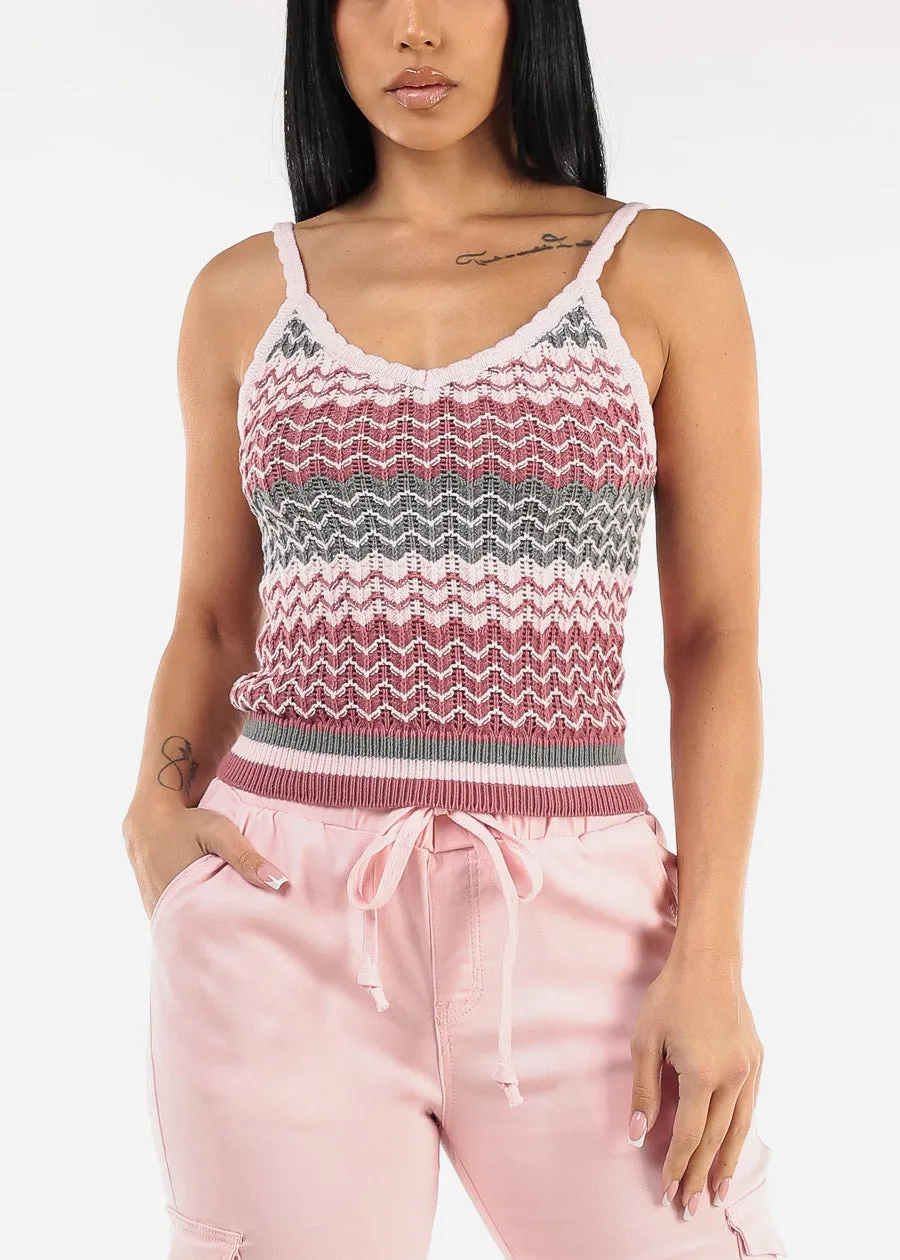 Sleeveless Vneck Crochet Top Pink sold by Moda product image thumbnail 3
