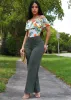 White Off Shoulder Floral Bodysuit sold by Moda