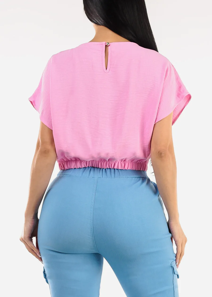 Short Dolman Sleeve Round Neckline Blouse Pink sold by Moda product image thumbnail 4