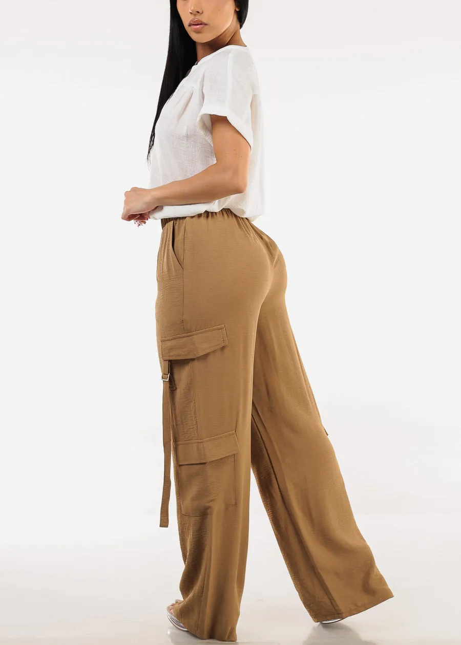 Super High Waist Wide Leg Cargo Pants Dark Khaki sold by Moda product image thumbnail 5