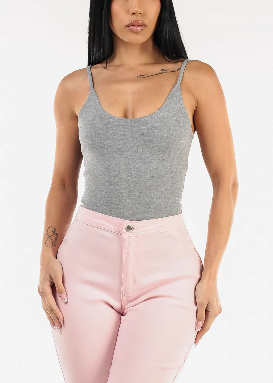 Sleeveless Scoop Neck Thong Bodysuit Grey sold by Moda product image thumbnail 5