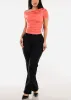 Asymmetrical Neckline Ruched Top Coral sold by Moda