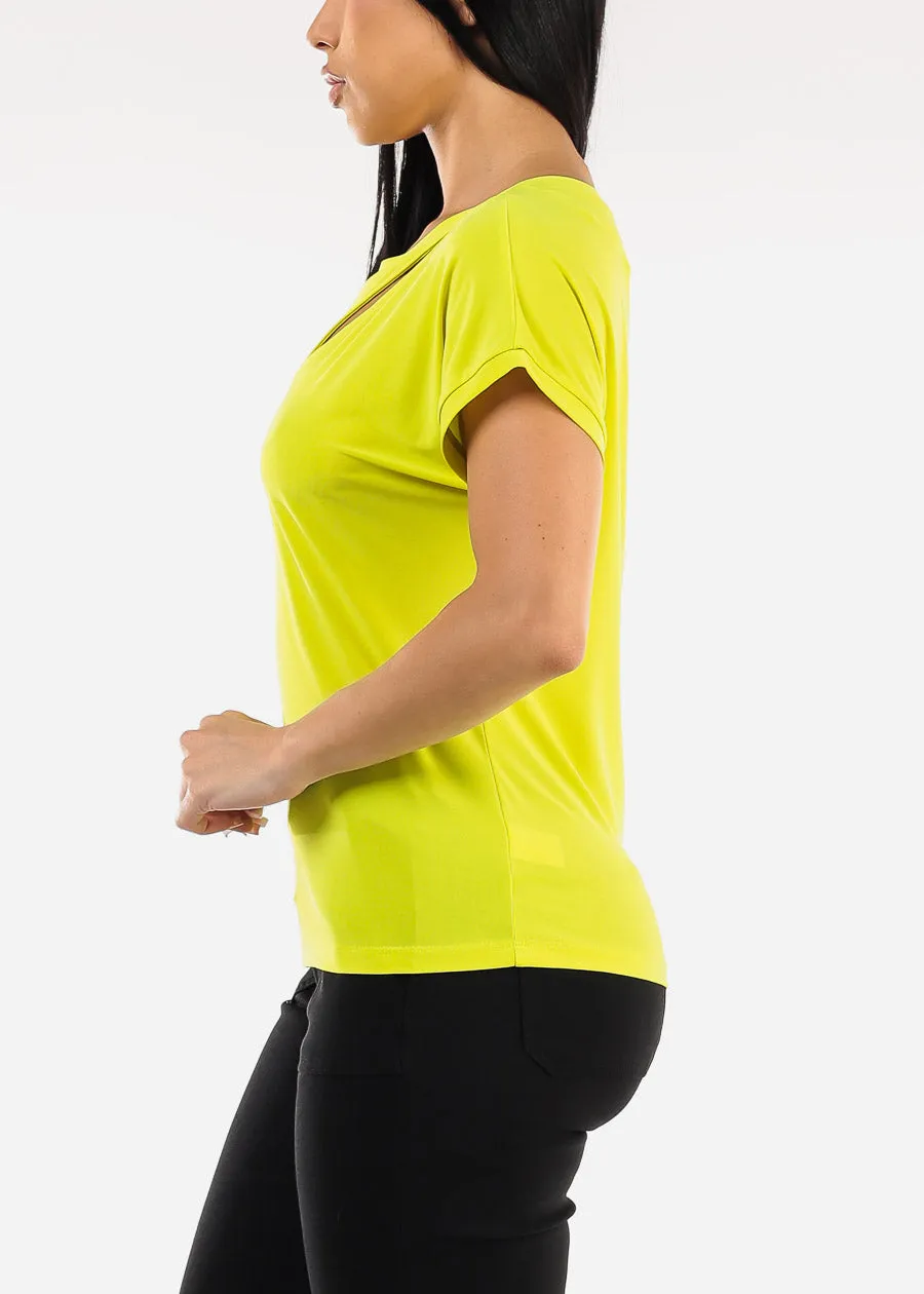 Short Sleeve Round Neck Stretchy Blouse Lime sold by Moda product image thumbnail 3