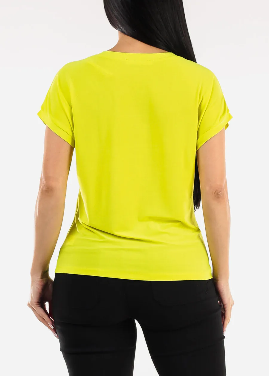 Short Sleeve Round Neck Stretchy Blouse Lime sold by Moda product image thumbnail 4