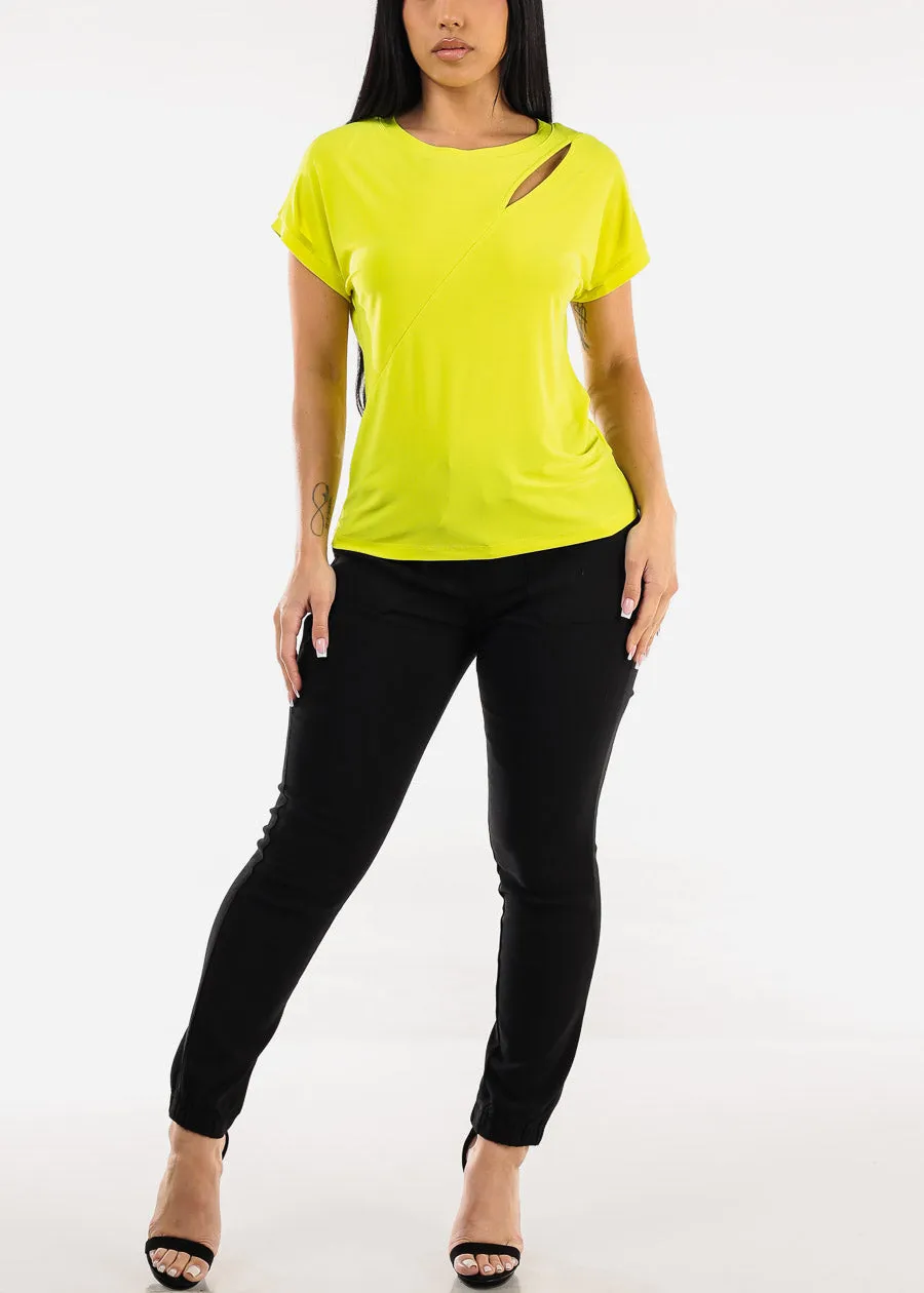 Short Sleeve Round Neck Stretchy Blouse Lime sold by Moda product image thumbnail 2
