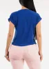 Cuffed Short Sleeve Vneck Stretch Blouse Royal Blue sold by Moda