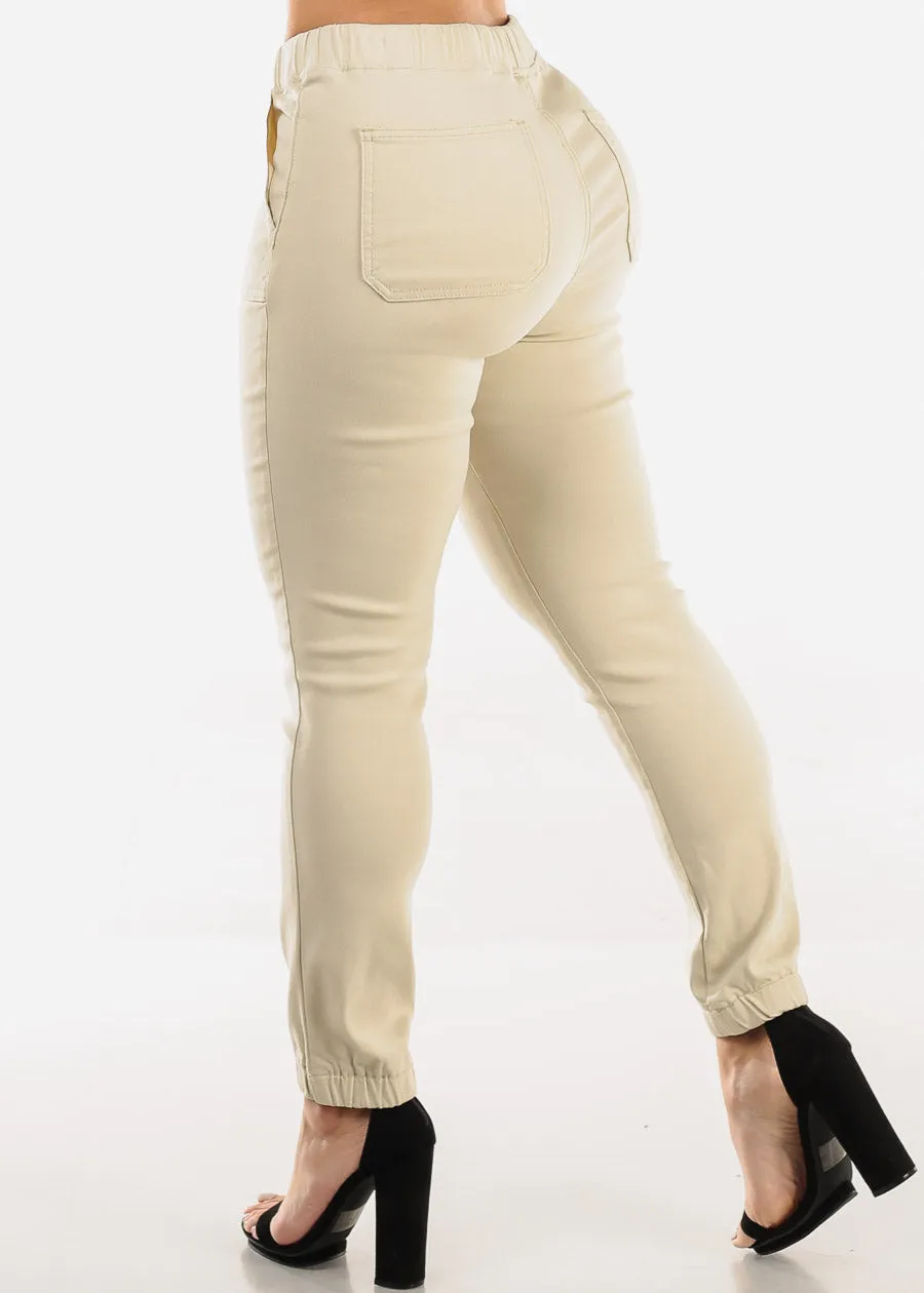 High Waist Hyper Stretch Cuffed Jogger Pants Sand sold by Moda product image thumbnail 4