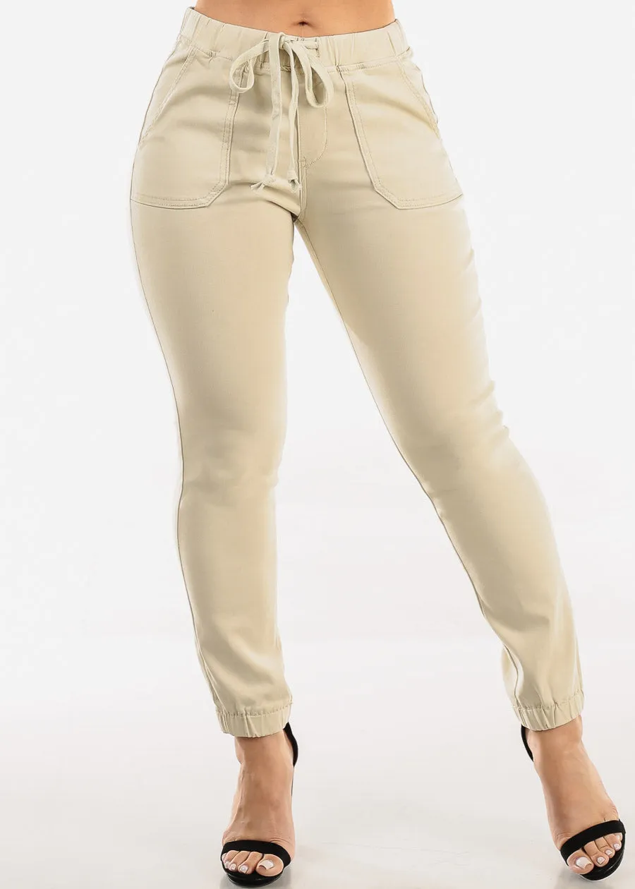 High Waist Hyper Stretch Cuffed Jogger Pants Sand sold by Moda