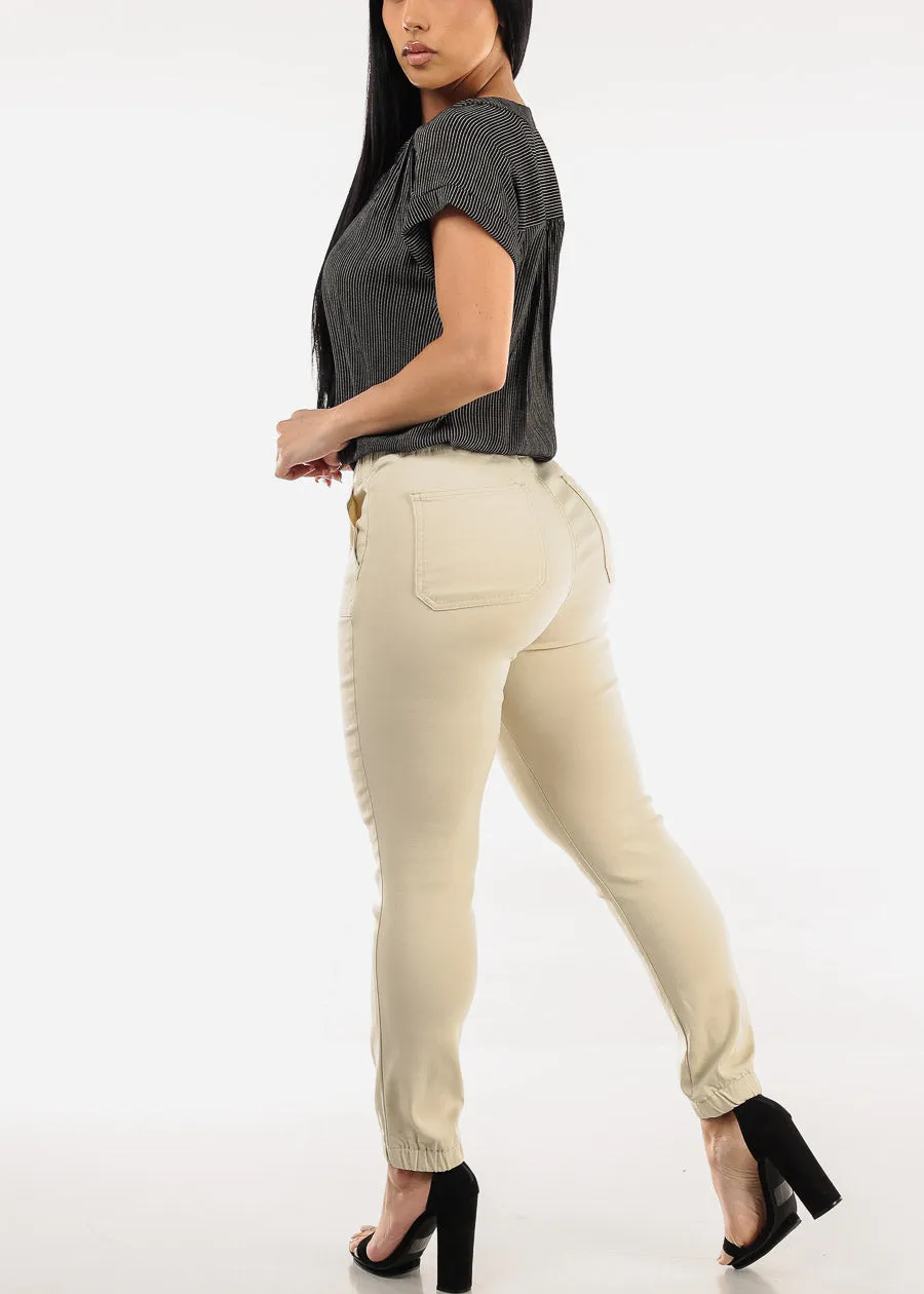High Waist Hyper Stretch Cuffed Jogger Pants Sand sold by Moda product image thumbnail 5