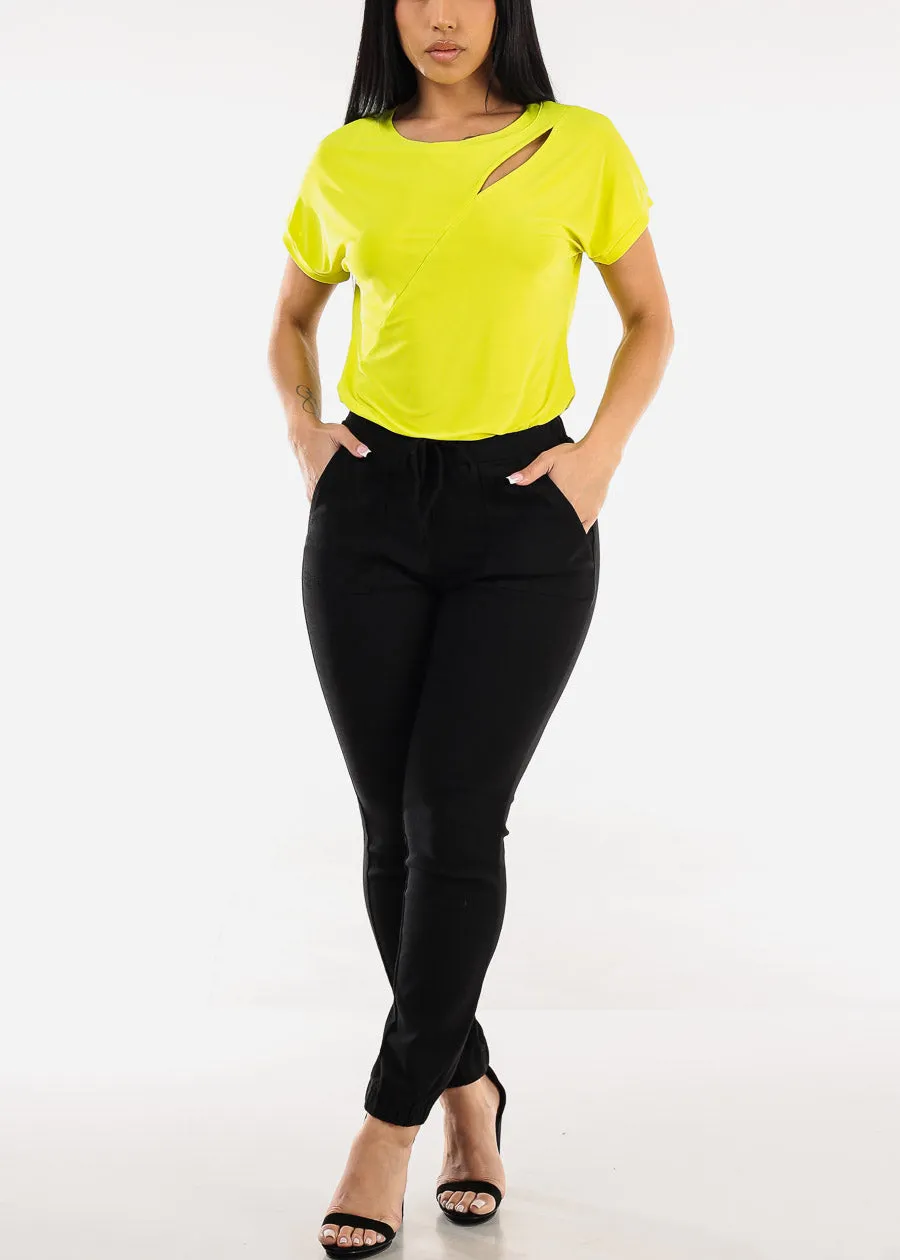 High Waist Hyper Stretch Cuffed Jogger Pants Black sold by Moda product image thumbnail 2