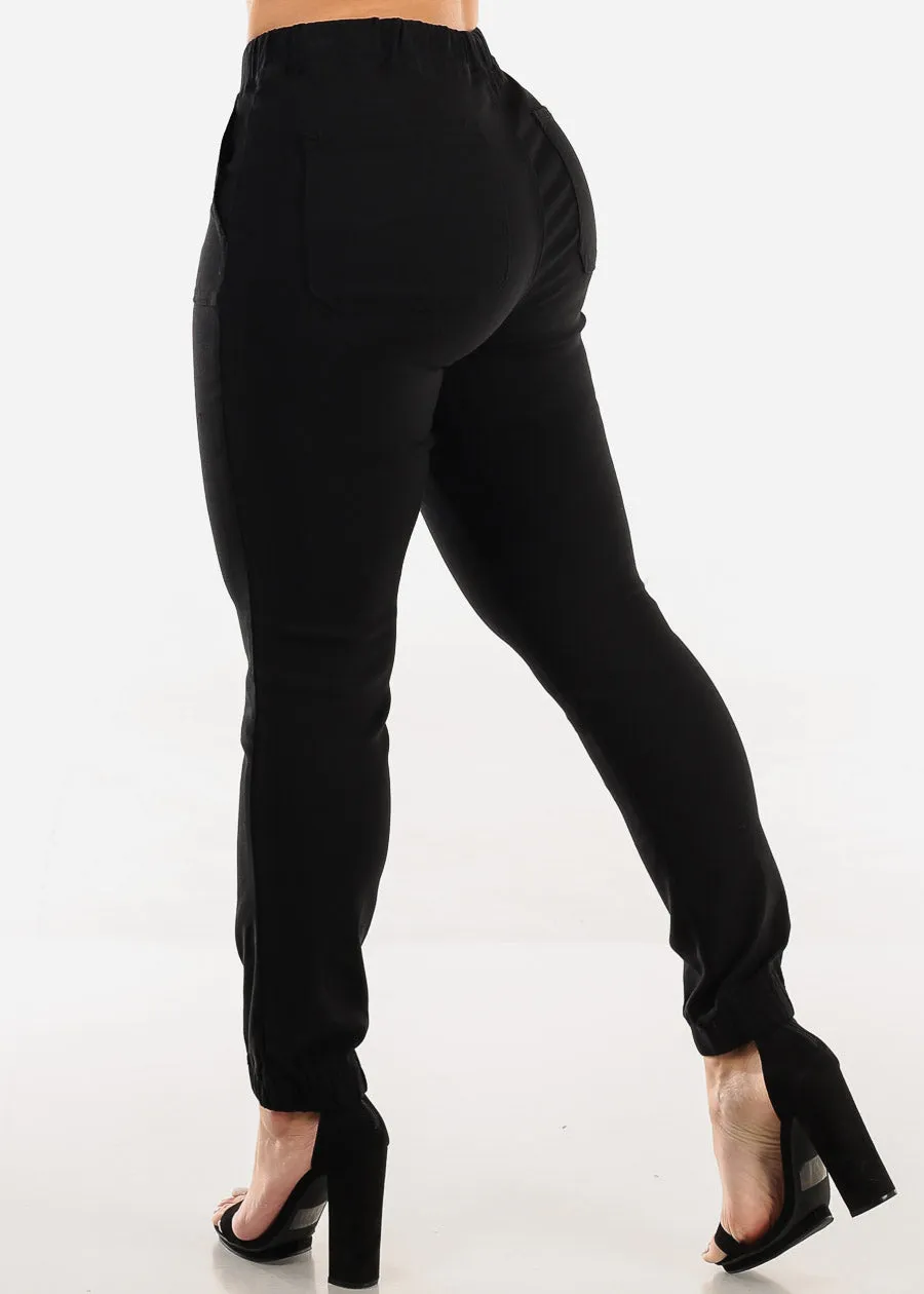 High Waist Hyper Stretch Cuffed Jogger Pants Black sold by Moda product image thumbnail 4