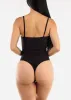 Sleeveless Vneck Ribbed Thong Bodysuit Black sold by Moda
