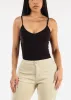 Sleeveless Vneck Ribbed Thong Bodysuit Black sold by Moda