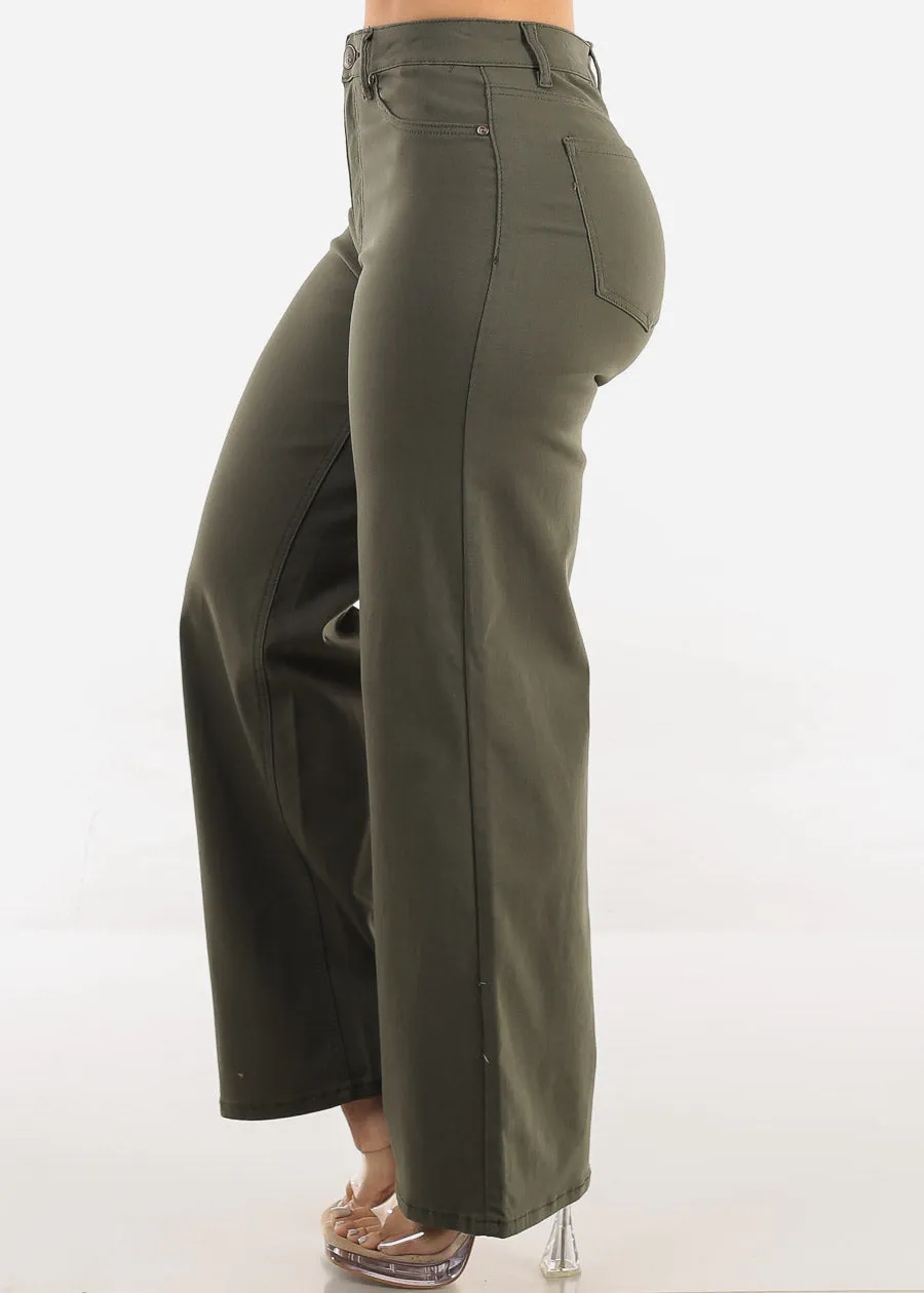 High Waist Hyper Stretch Wide Leg Pants Olive sold by Moda product image thumbnail 5