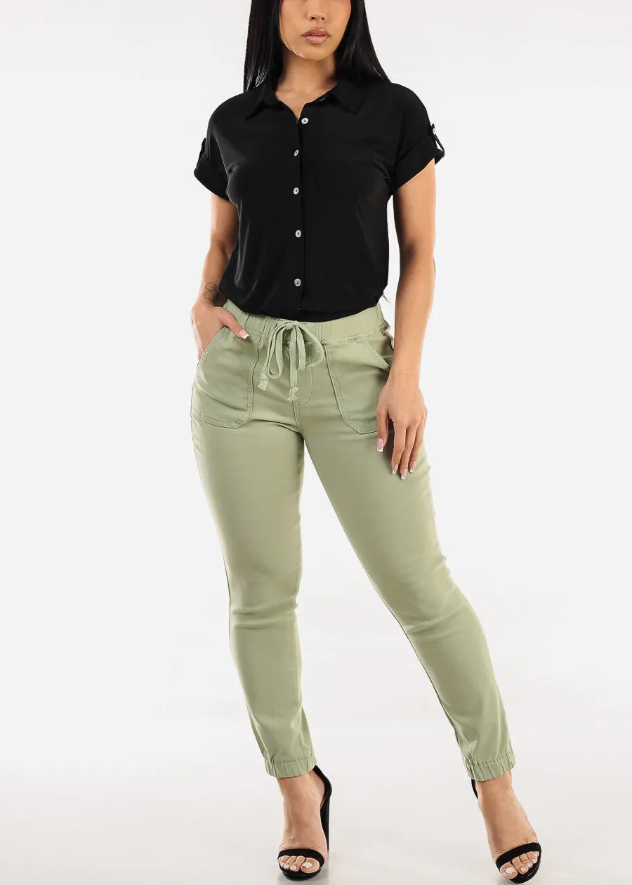 High Waist Hyper Stretch Cuffed Jogger Pants Sage sold by Moda product image thumbnail 2