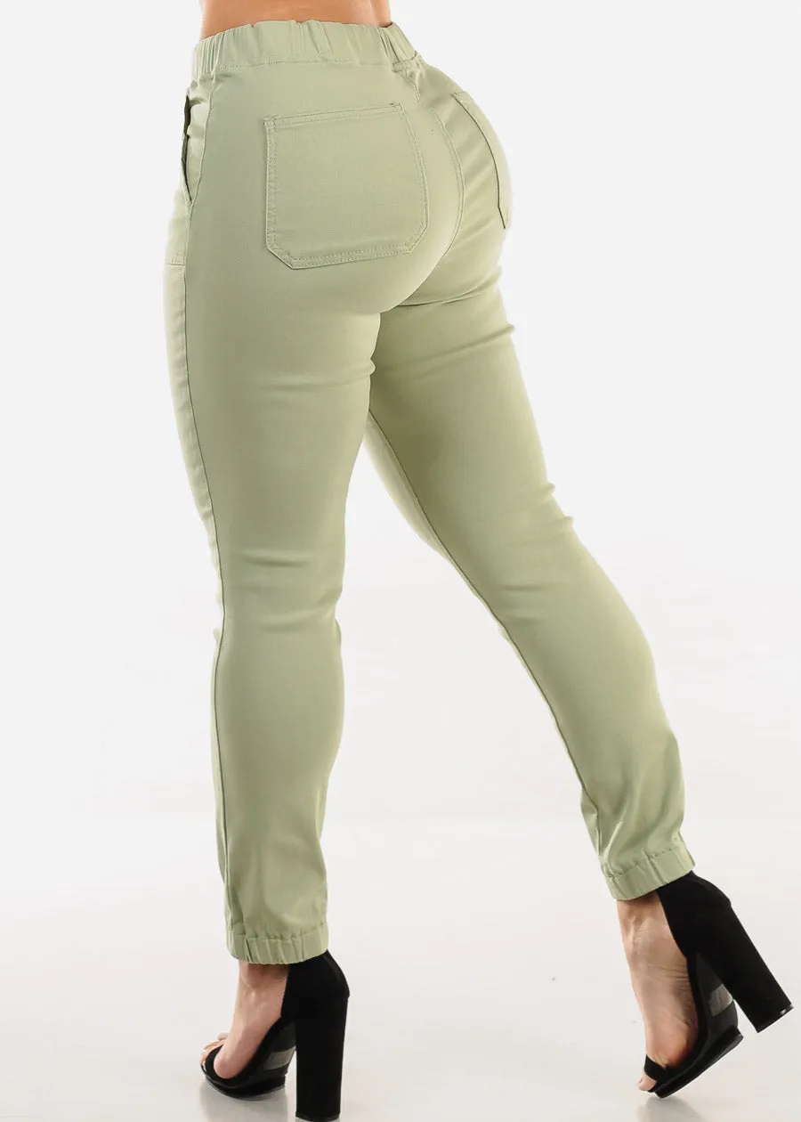 High Waist Hyper Stretch Cuffed Jogger Pants Sage sold by Moda product image thumbnail 4