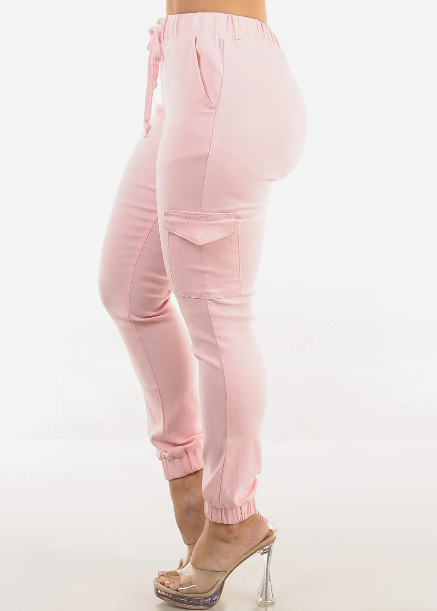 High Waist Hyper Stretch Cargo Jogger Pants Light Pink sold by Moda product image thumbnail 4