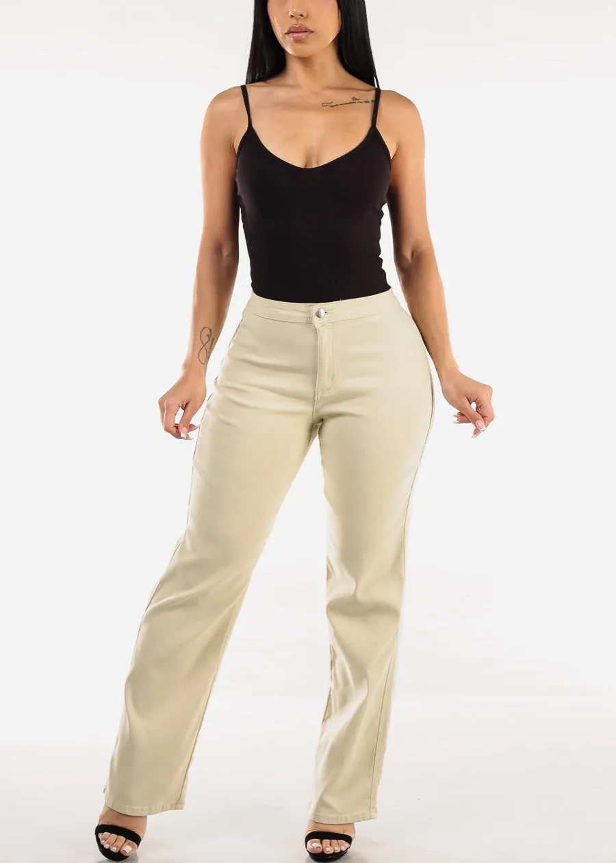 High Waist Hyper Stretch Straight Leg Pants Sand sold by Moda product image thumbnail 2