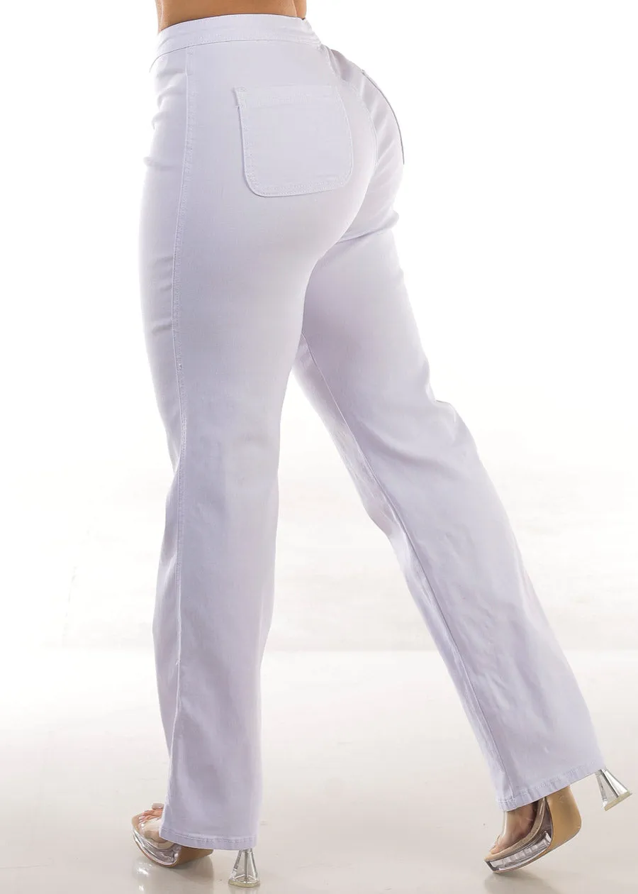 High Waist Hyper Stretch Straight Leg Pants White sold by Moda product image thumbnail 4