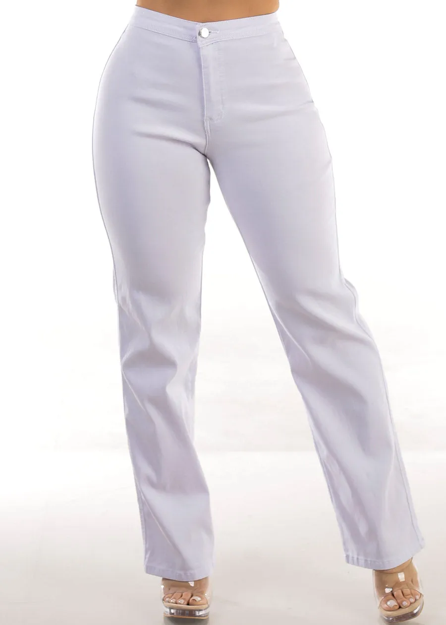 High Waist Hyper Stretch Straight Leg Pants White sold by Moda