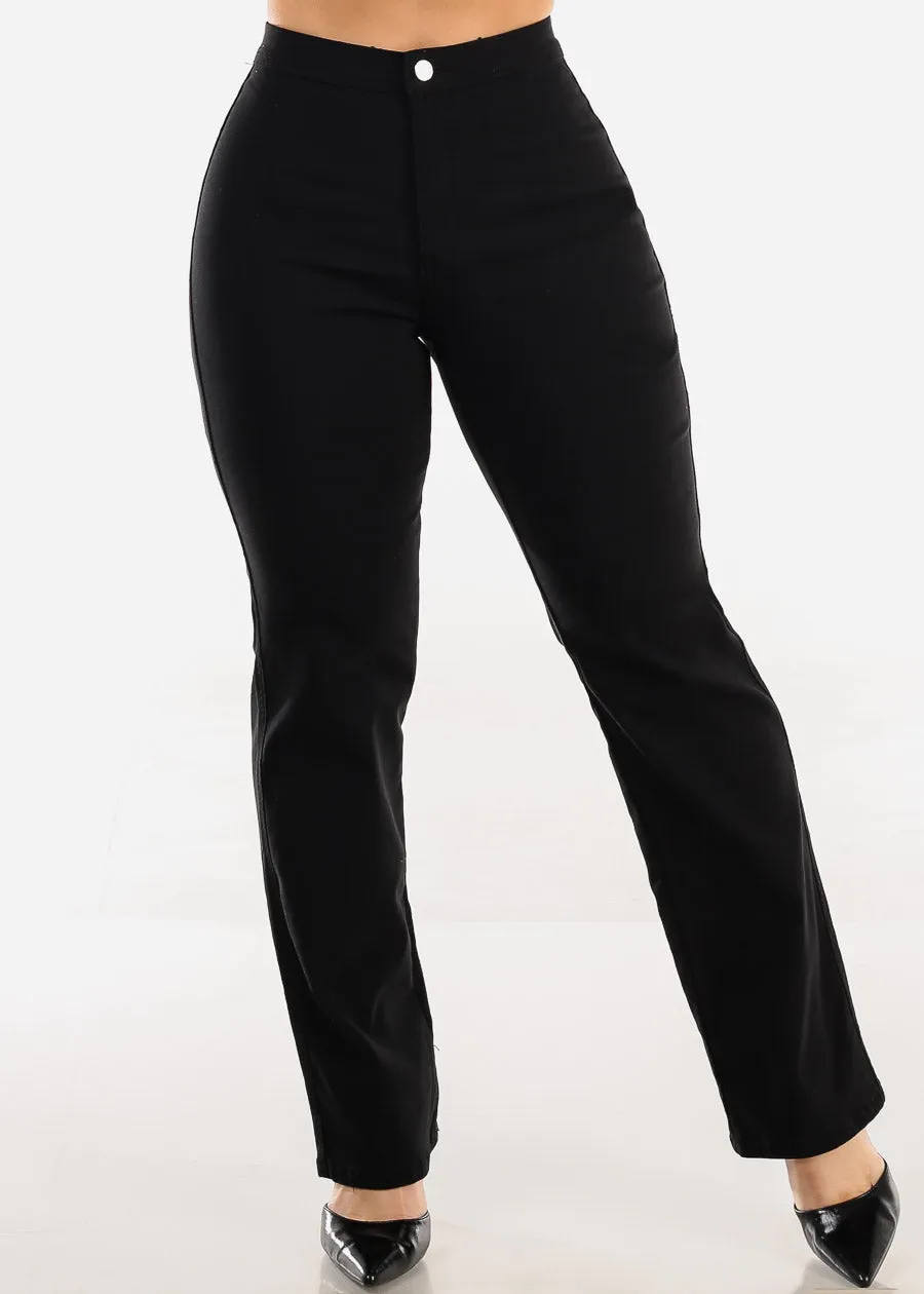 High Waist Hyper Stretch Straight Leg Pants Black sold by Moda