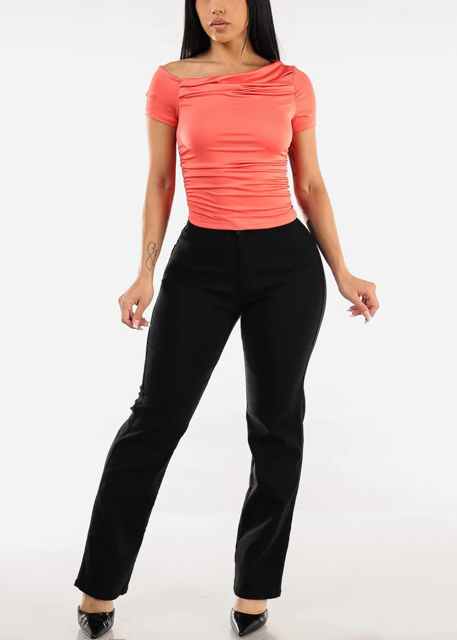 High Waist Hyper Stretch Straight Leg Pants Black sold by Moda product image thumbnail 2