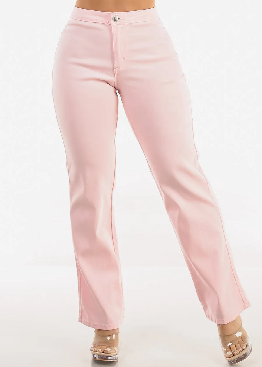 High Waist Hyper Stretch Straight Leg Pants Light Pink sold by Moda