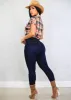 Butt Lift High Waist Skinny Jeans Dark Blue sold by Moda