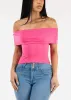 Stretchy Off Shoulder Crop Top Pink sold by Moda
