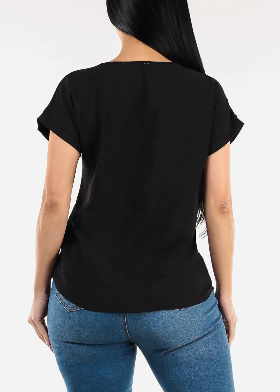 Casual Short Sleeve Vneck Blouse Black sold by Moda product image thumbnail 4