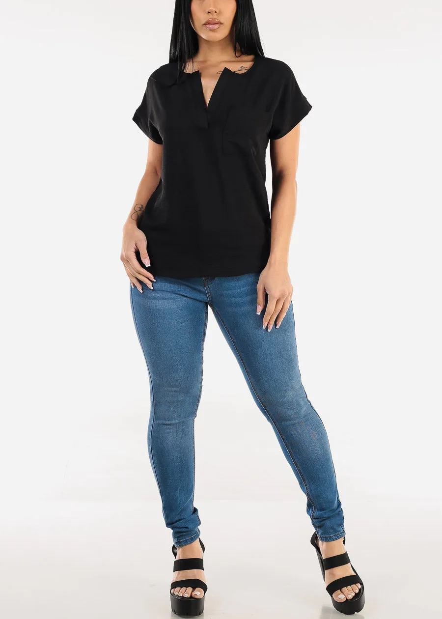 Casual Short Sleeve Vneck Blouse Black sold by Moda product image thumbnail 2