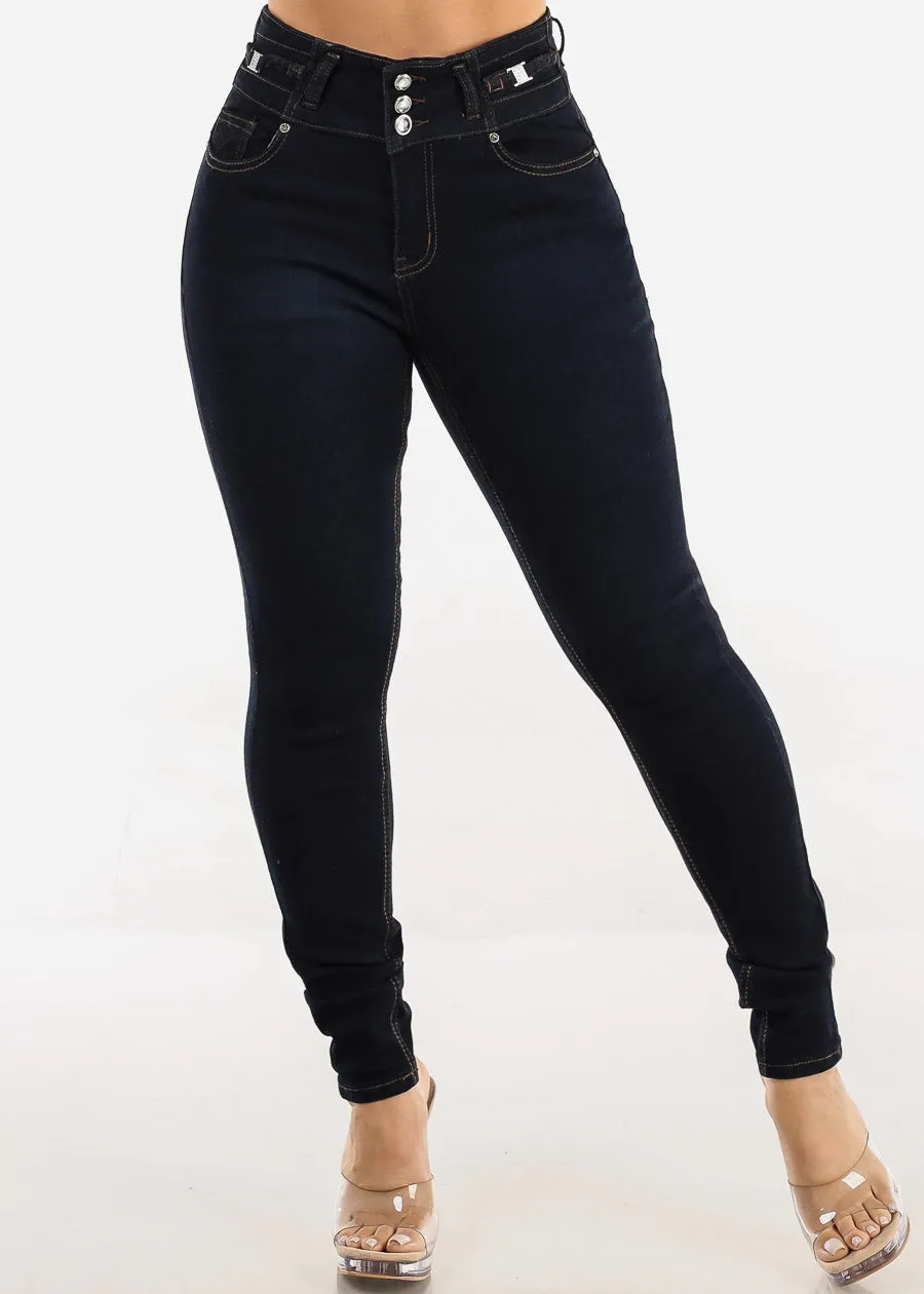 Levantacola High Rise Stretch Skinny Jeans Dark Blue sold by Moda product image thumbnail 4