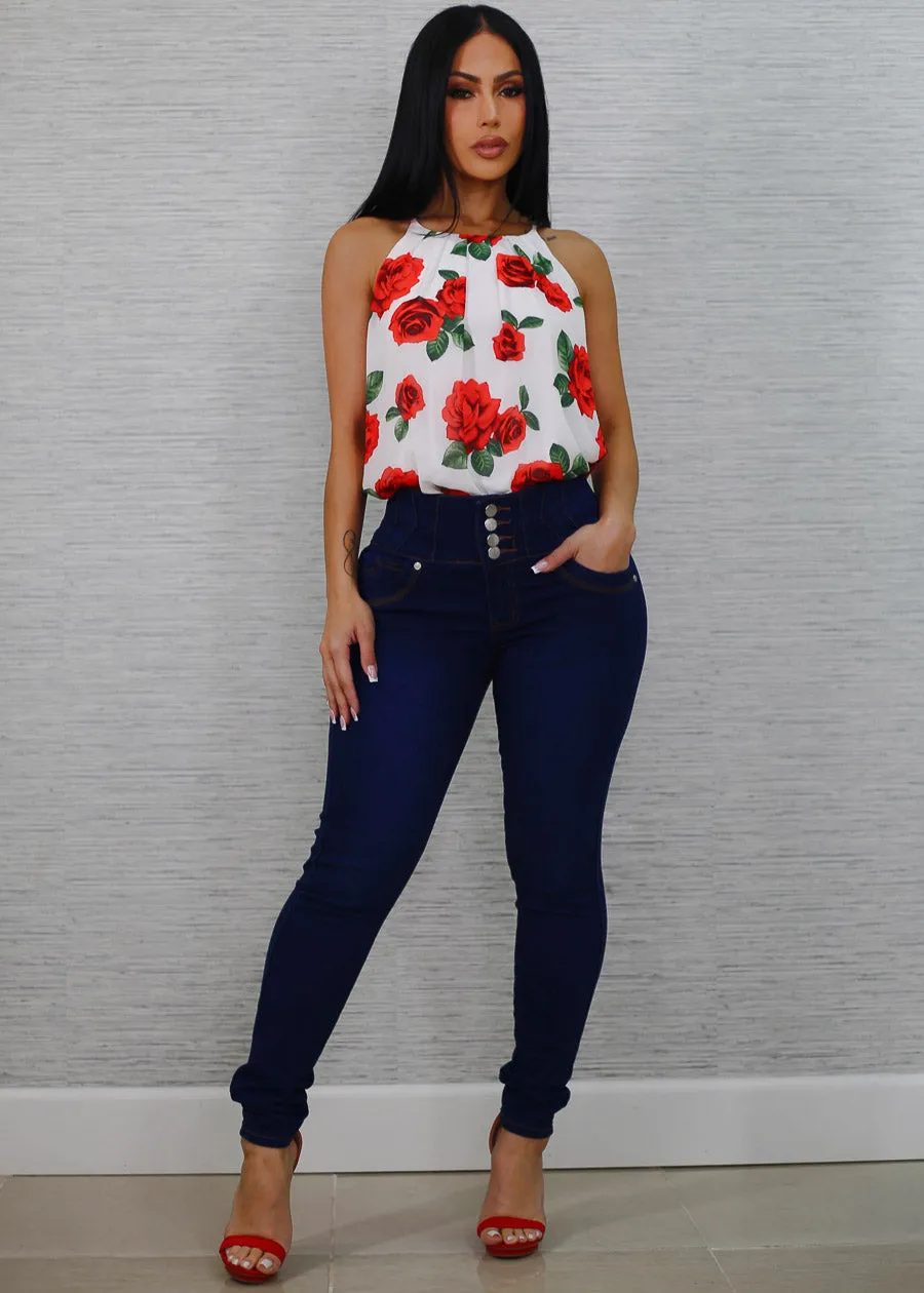 Levantacola Thick Waist Stretchy Skinny Jeans Dark Wash sold by Moda product image thumbnail 2