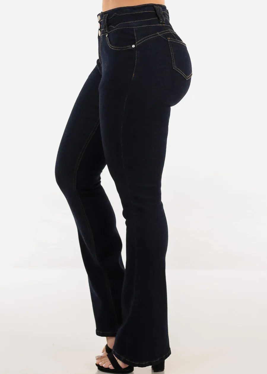 Levantacola Mid Rise Stretch Bootcut Jeans Dark Blue sold by Moda product image thumbnail 4