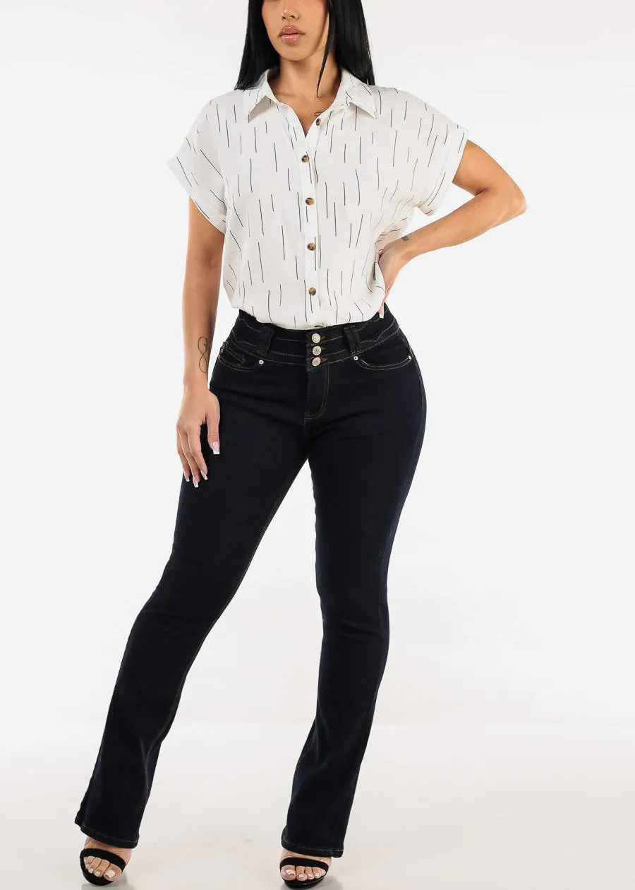 Levantacola Mid Rise Stretch Bootcut Jeans Dark Blue sold by Moda product image thumbnail 2