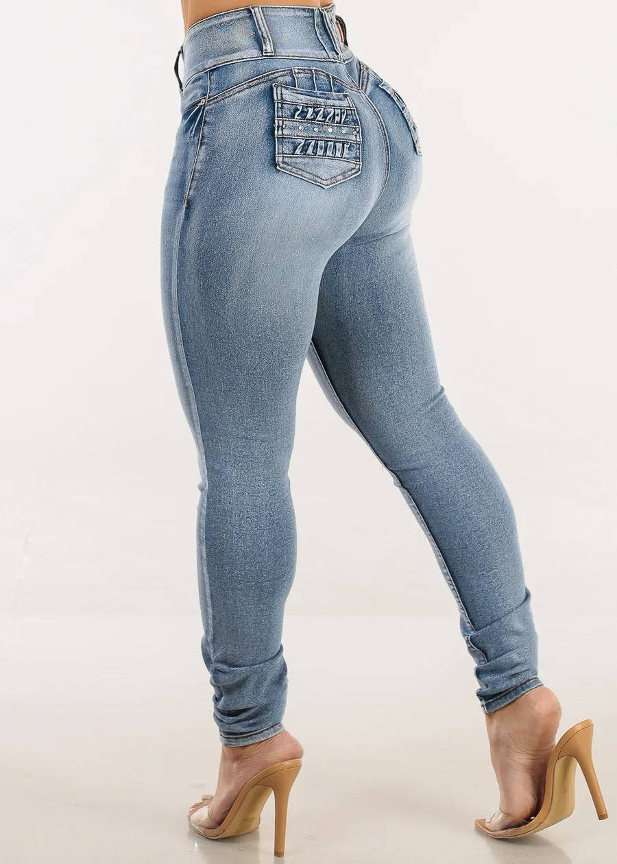 Butt Lift High Waist Acid Wash Stretchy Skinny Jeans sold by Moda product image thumbnail 5