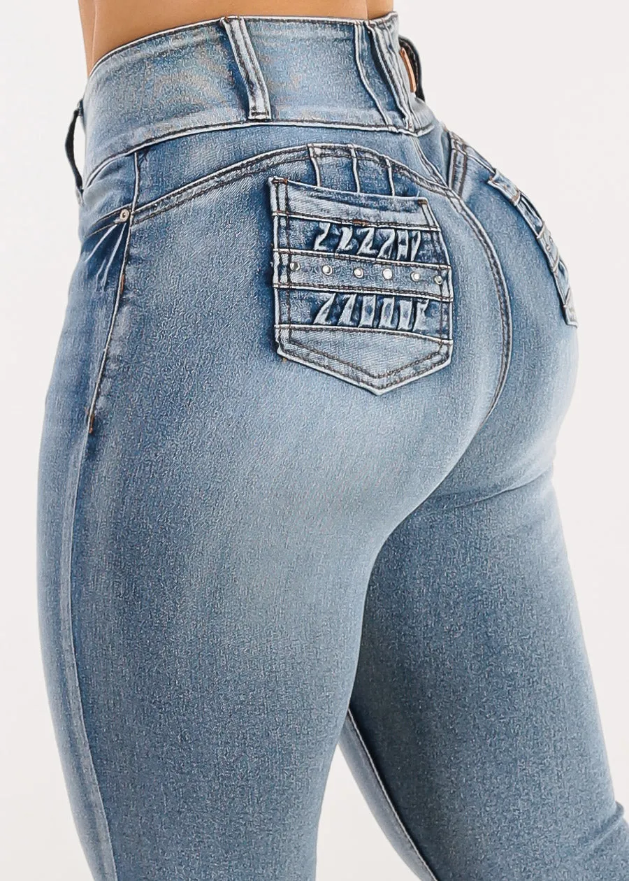 Butt Lift High Waist Acid Wash Stretchy Skinny Jeans sold by Moda