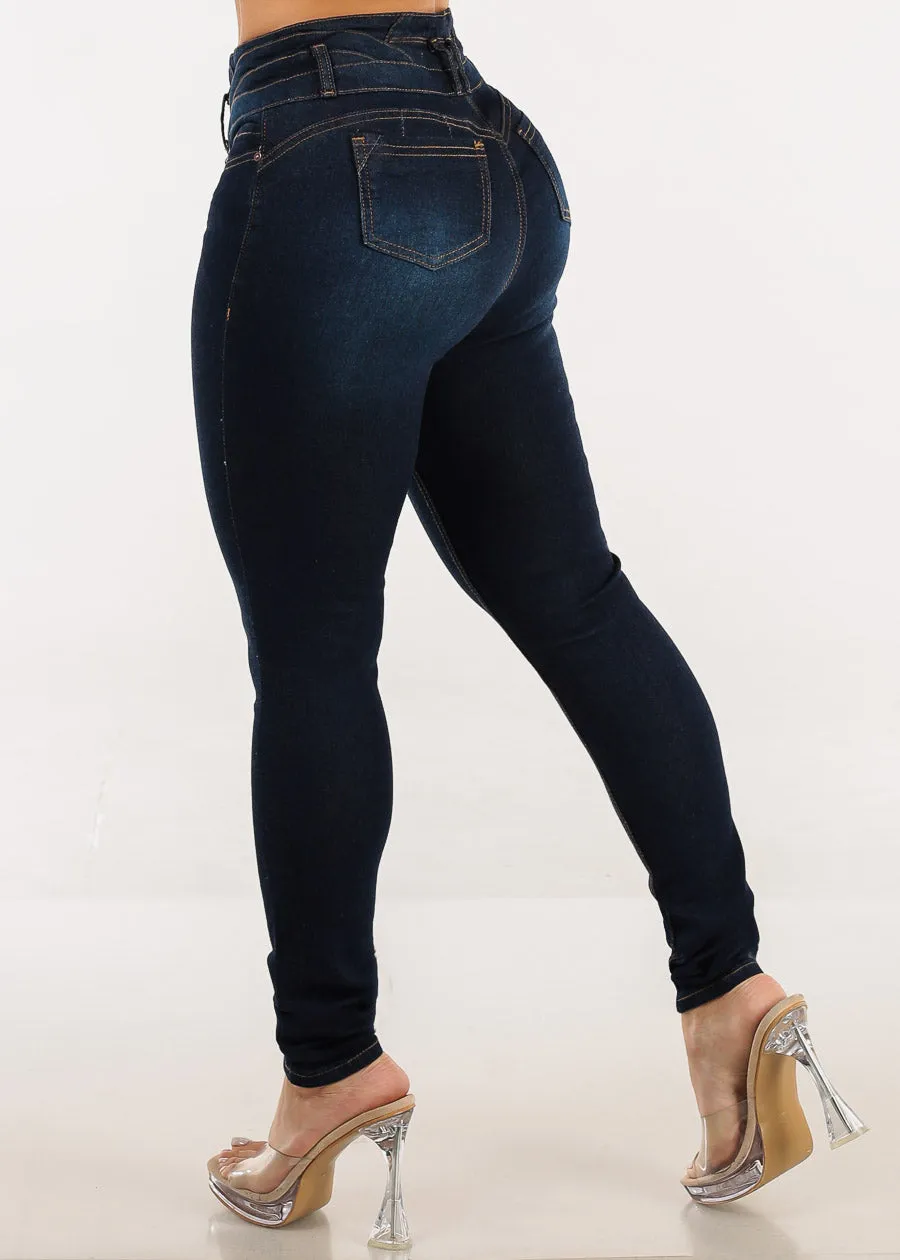 Butt Lift Mid Rise Stretch Skinny Jeans Dark Wash sold by Moda product image thumbnail 5