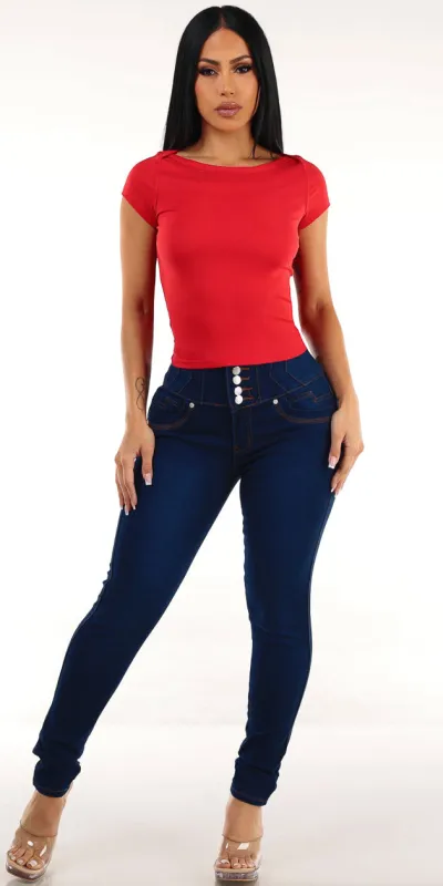 Red Levantacola Skinnies Outfit sold by Moda