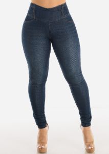 High Waisted Butt Lifting Denim Jeggings sold by Moda