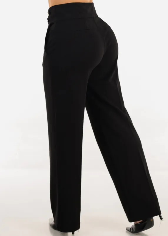 Butt Lift Straight Wide Leg Stretchy Dress Black Pants sold by Moda