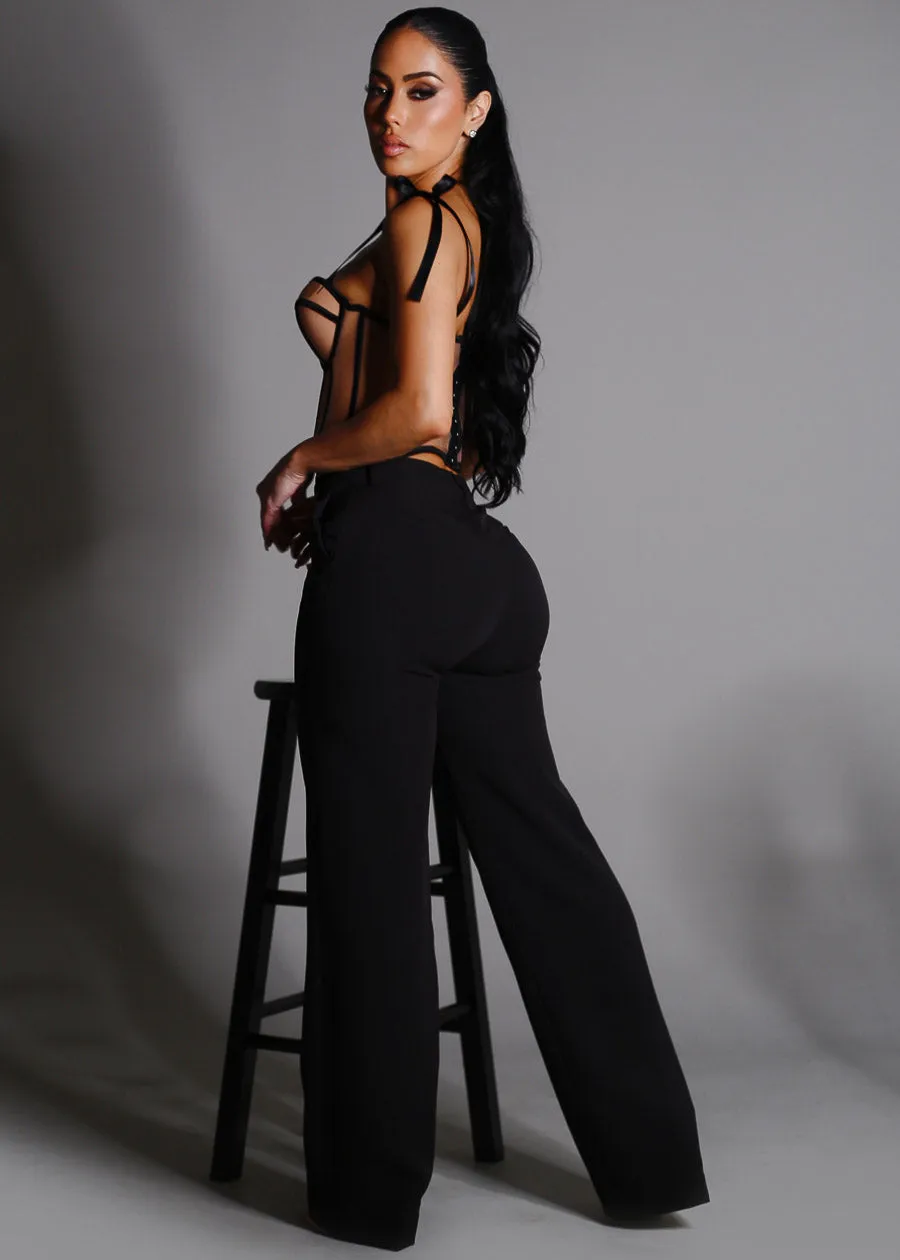Butt Lift Black Formal Straight Dress Pants sold by Moda product image thumbnail 3