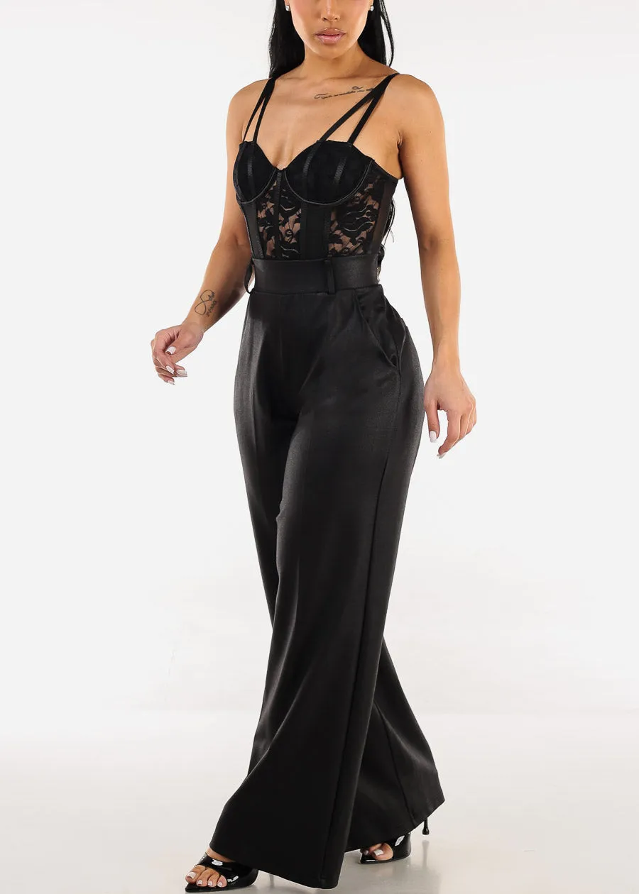 Black Super High Waist Silky Wide Leg Dress Pants sold by Moda product image thumbnail 5